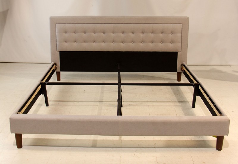 Grey Tufted Upholstered King Bed