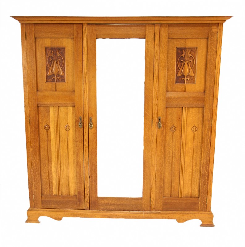Quartersawn Oak Three Piece Armoire