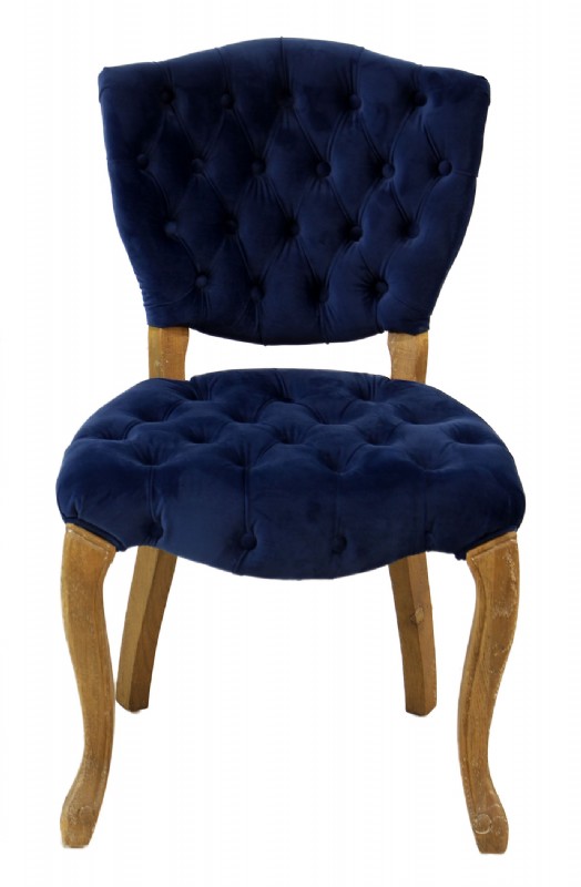 Blue Velvet Tufted Chair