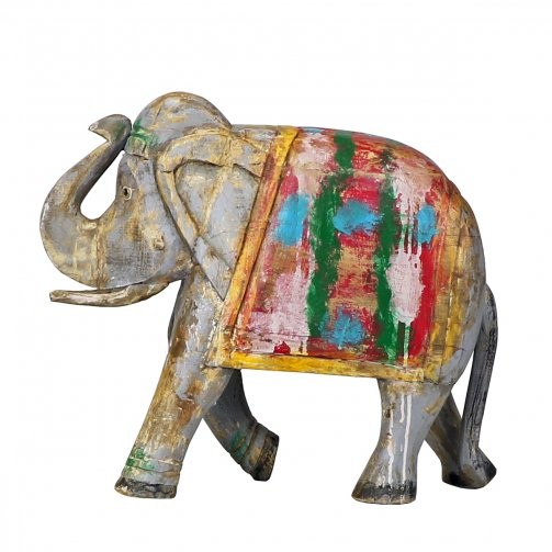 Painted Wood Elephant