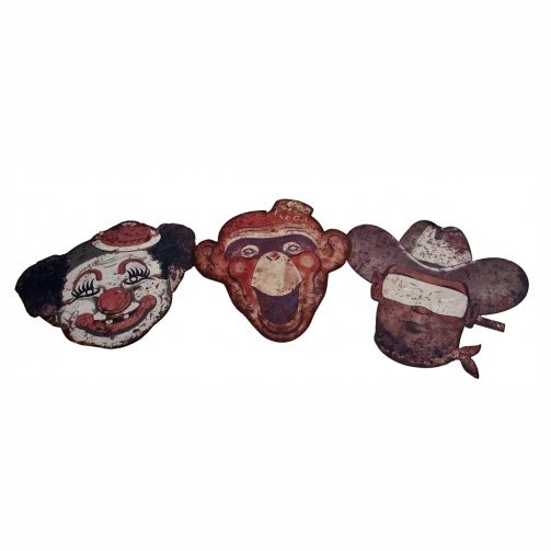 Set of 3 Carnival Targets, Cowboy, Clown & Monkey