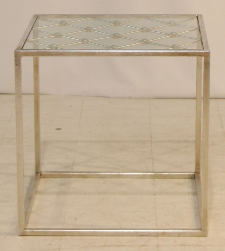 SIlver Metal Framed Glass Top Cocktail Table