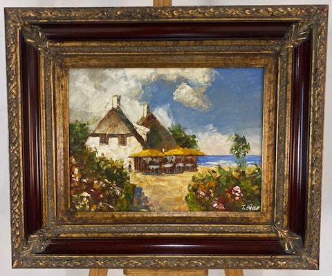 Impressionist Style Oil of Beach Scene