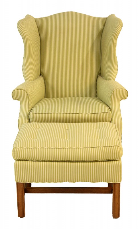 Upholstered Wing Chair & Ottoman