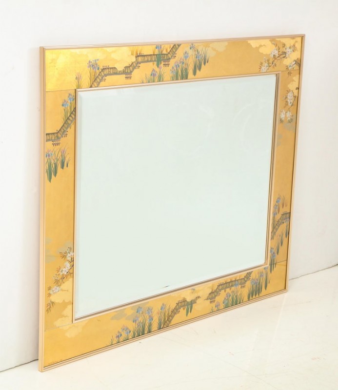 Labarge Chinoiserie Hand-Painted Églomisé Mirror