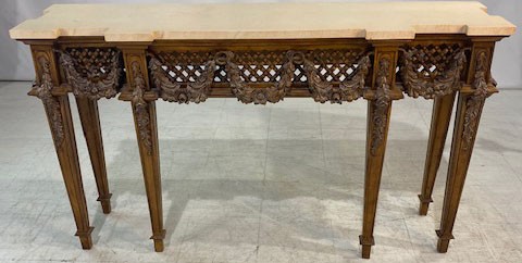 Faux Stone Top Console Table