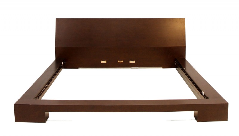 Dark Brown Wooden King Platform Bed