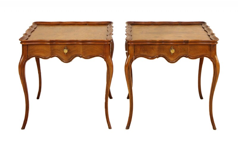 Pair of Burled Walnut End Tables