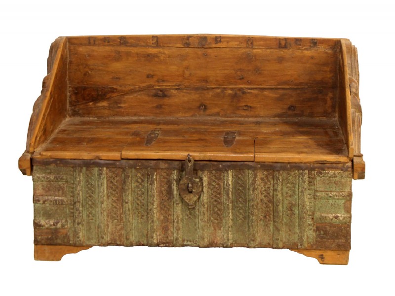 Antique Carved Wooden Bench