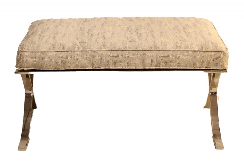 Contemporary Chrome Framed Ottoman