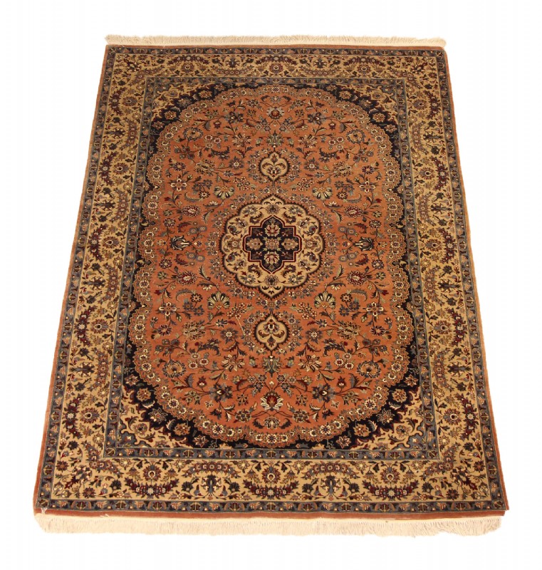 Green Fuscia & Tan Wool Persian Style Rug