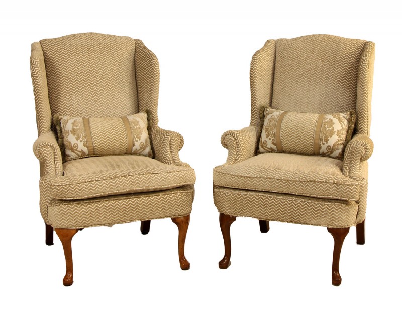 Pair of Queen Anne Wingback Chairs