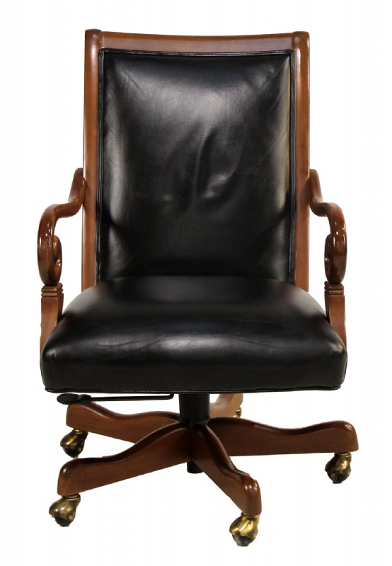 Wooden Framed Leather Desk Chair