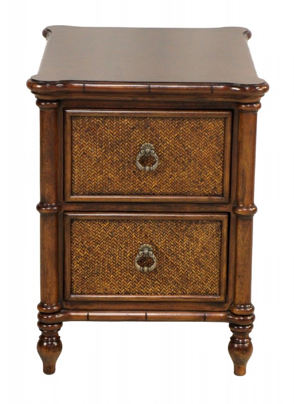 Cane Sided Wooden Side Table