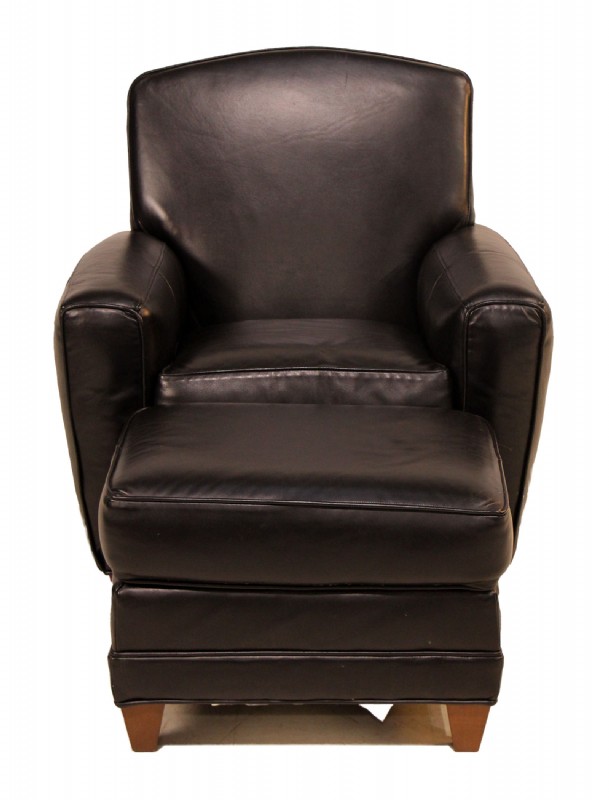 Black Leather Chair & Ottoman