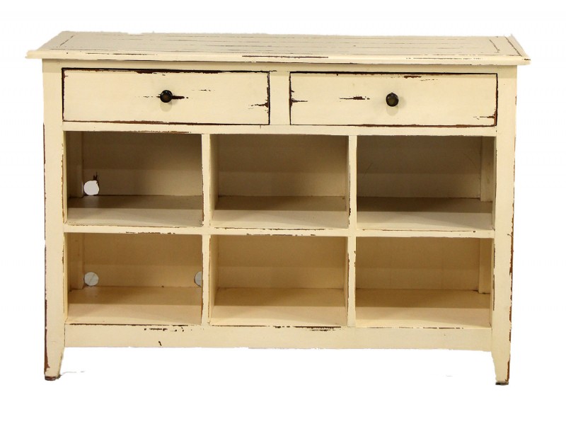Distressed White Media Cabinet