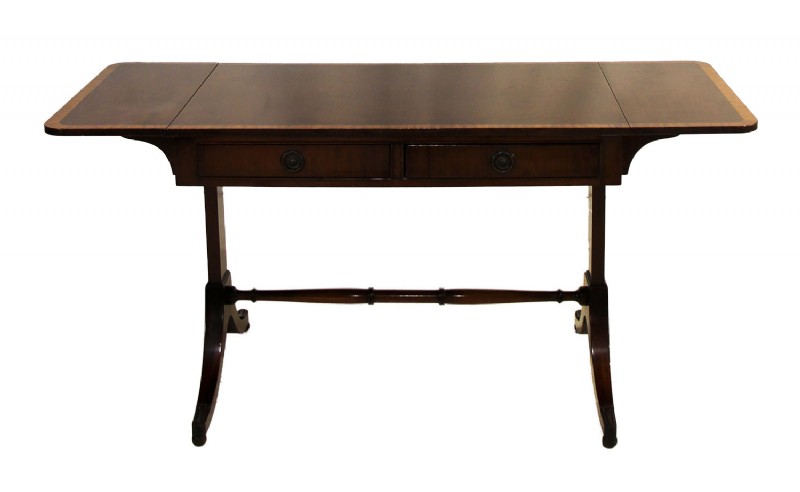 Drop Leaf Inlaid Mahogany Console Table