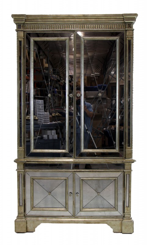 Larger Mirrored Glass Armoire