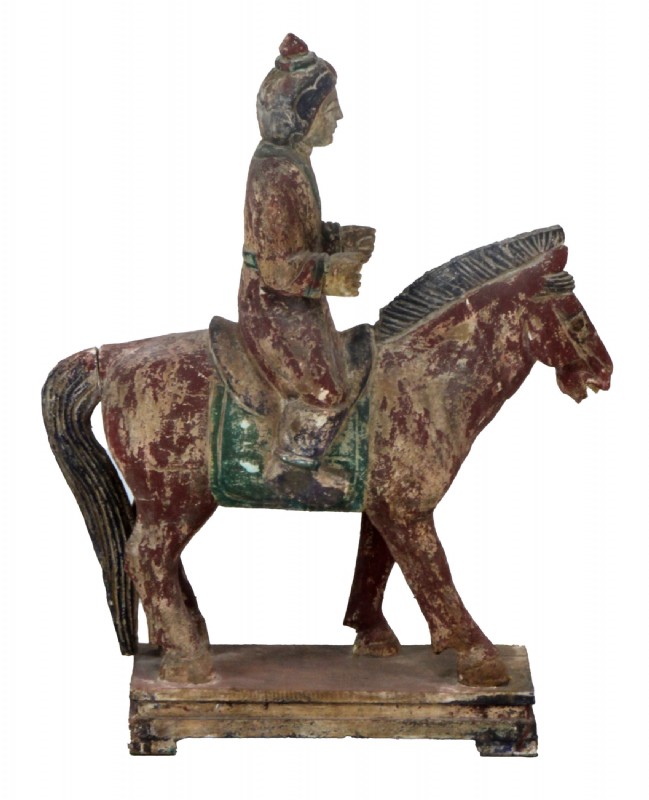 Asian Figure on a Wooden Horse
