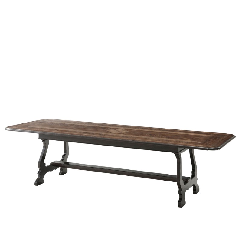 Mahogany & Oak Parquetry Top Dining Table