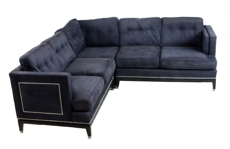 Grey Upholstered Nailhead Trim Sectional