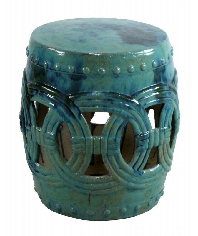 Vintage Teal Blue Ceramic Occassional Table
