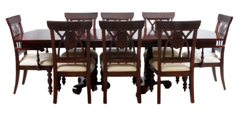 Double Tripod Pedestal Wooden Dining Room Set
