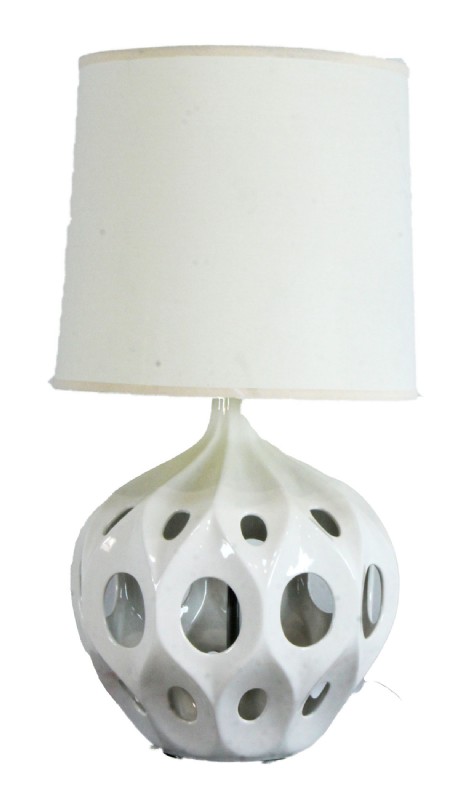 White Open Base Ceramic Table Lamp