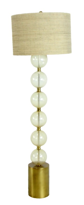 Six Glass Ball Floor Lamp w Brass Base