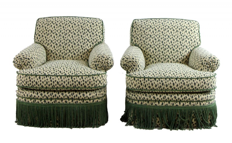 Set of Two Leopard Fabric Odom Chairs