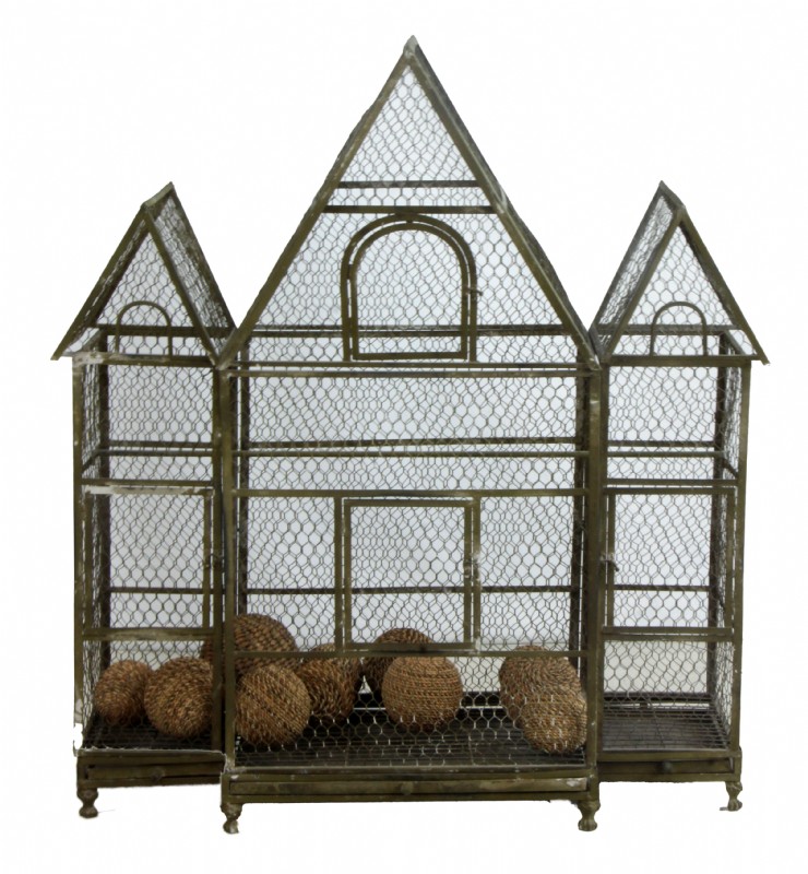 Metal Birdhouse with Yarn Balls