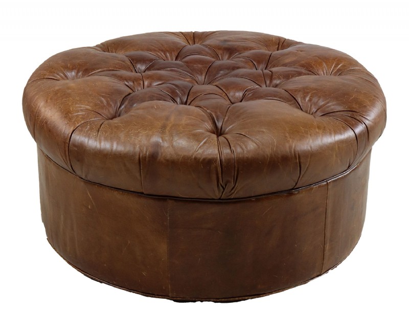 Tufted Leather Ottoman