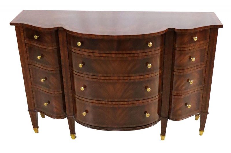Scalloped Front Inlaid Flame Mahogany Sideboard