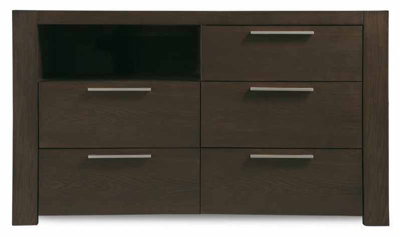 Five Drawer with Open Shelf Media Cabinet