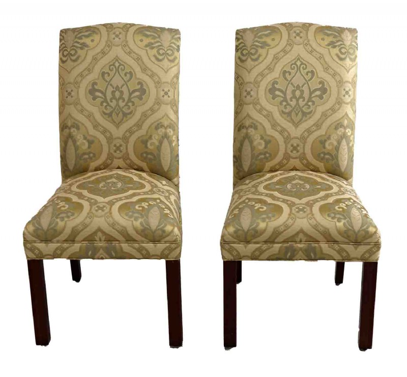 Pair Of Gold Upholstered Dining Chairs, Gold Upholstered Dining Chairs