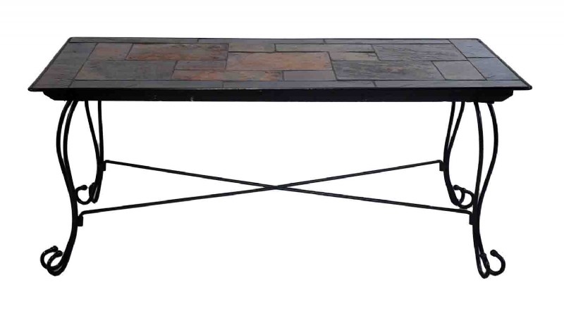 Multicolored Stone Top Metal Framed Cocktail Table