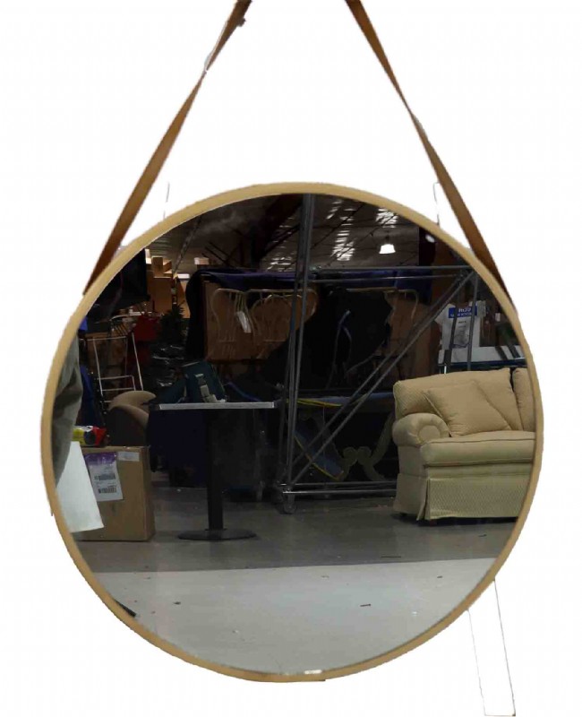 Round Mirror with Leather Strap