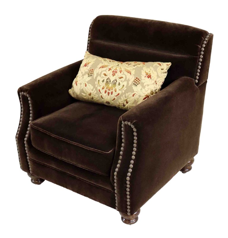 Dark Brown Velour Armchair