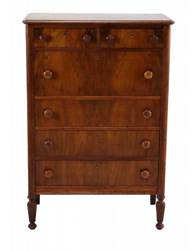 Six Drawer Flame Mahogany Chest