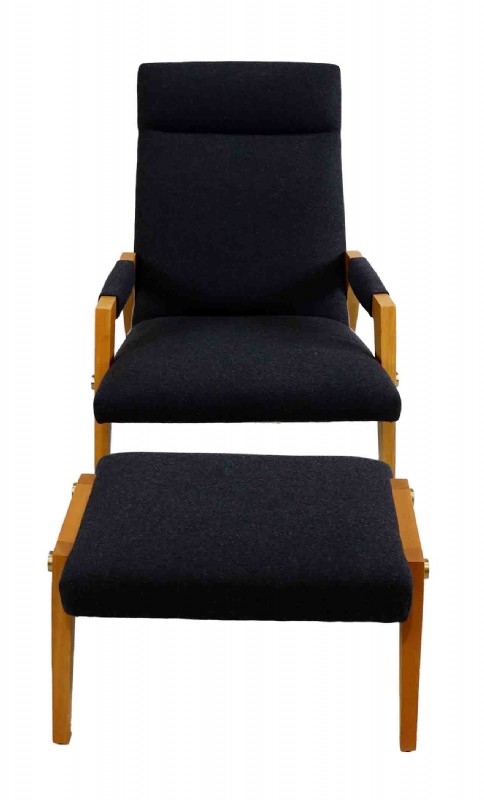 Wool Upholstered Chair & Ottoman