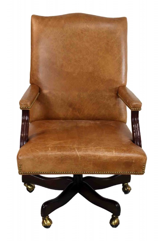 Cognac Colored Leather Desk Chair