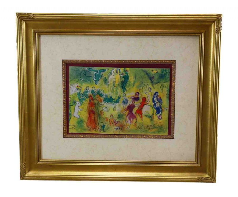 Gold Framed Chagall Print- "Wedding Feast"