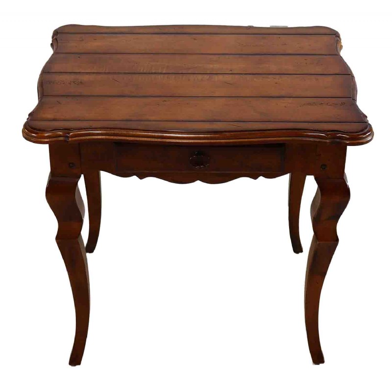 Plank Top Cognac Colored End Table