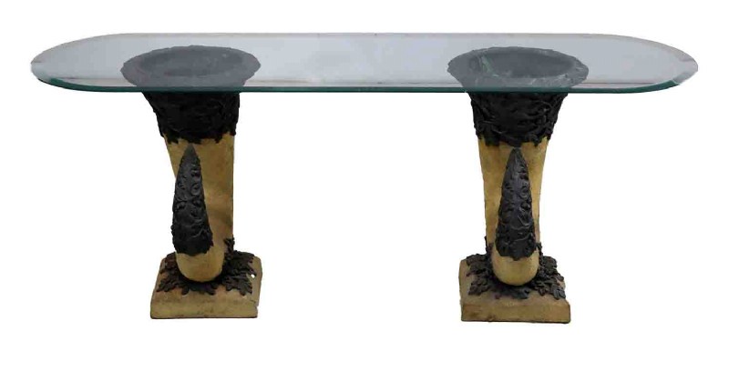 Glass Top Urn Based Cocktail Table