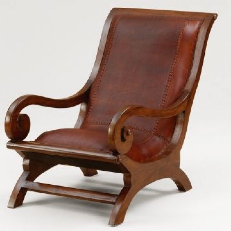Wood Framed Leather Plantation Chair
