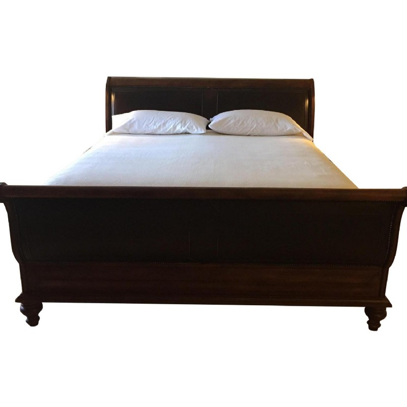 Queen Size Leather Sleigh Bed