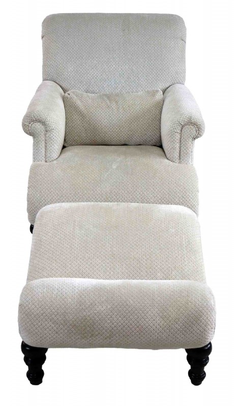Chenille Upholstered Chair & Ottoman