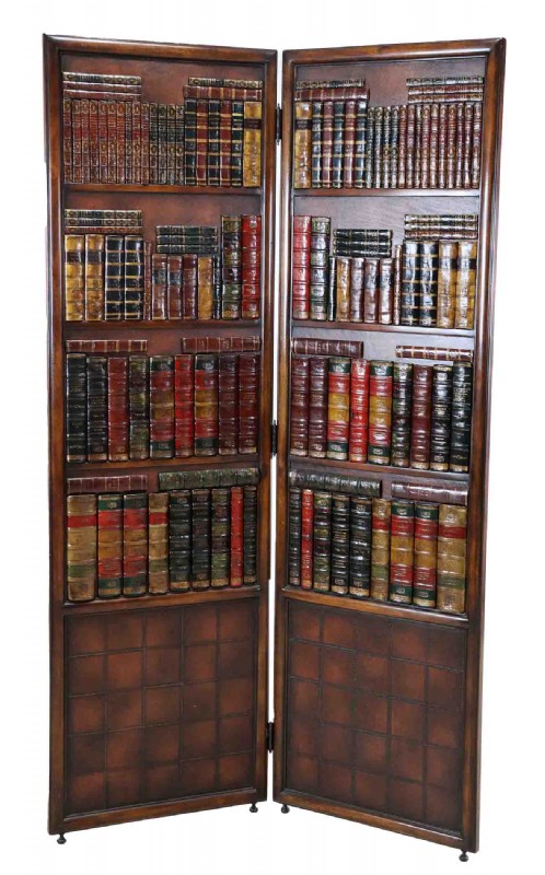 Two Panel Wooden Library Book Room Screen