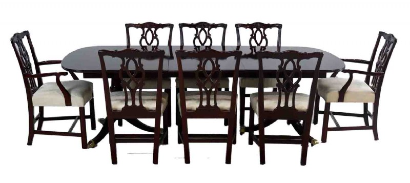 Flame Mahogany Double Pedestal Dining Set