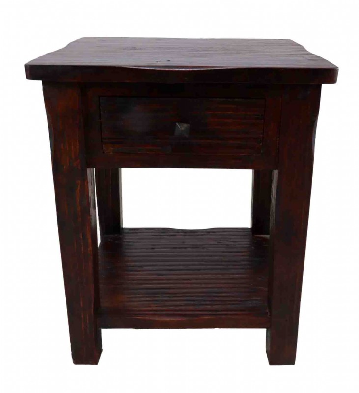 Rustic distressed wooden side table